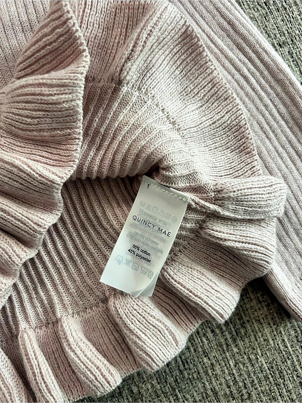 Quincy Mae Ribbed & Ruffle Matching 3 piece 45Set 18-24M - Picture 10 of 16